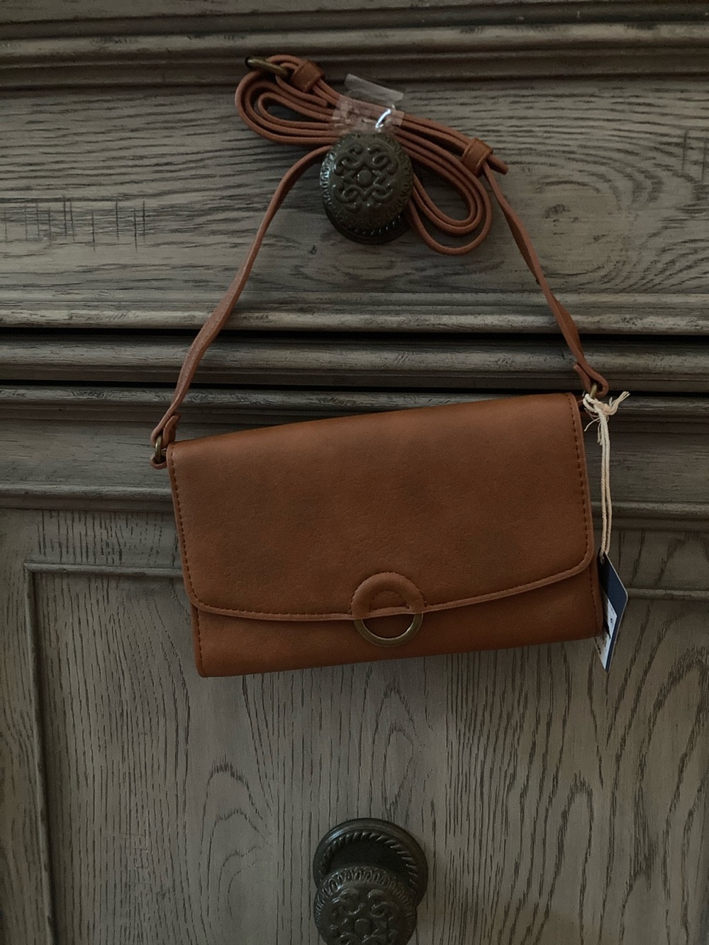 Universal Thread Brown Crossbody Bag with Gold Ring Accent